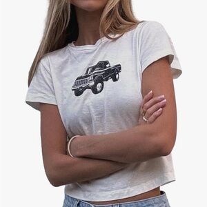 Vintage Baby Tee White Truck